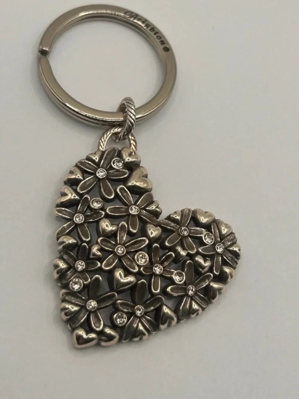 Brighton Wild Flowers Heart Custom key fob ring chain NWOT